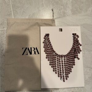 ZARA Red Gem Statement Bib Necklace – NWT